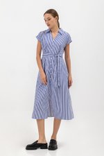 MAE COLLARED STRIPED DRESS W BELT