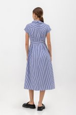 MAE COLLARED STRIPED DRESS W BELT