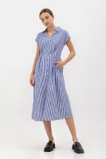 MAE COLLARED STRIPED DRESS W BELT