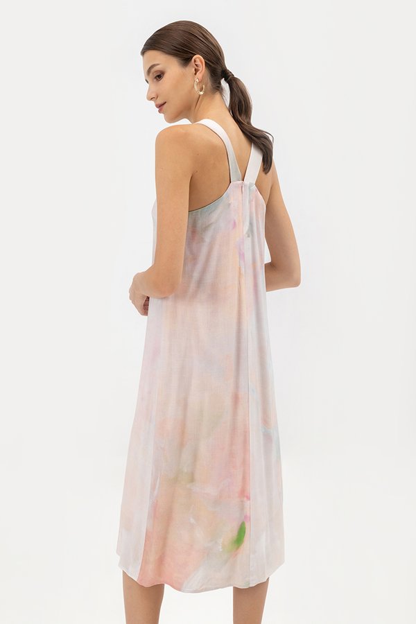 CALLIE PRINTED V BACK TANK MIDI LINEN DRESS CALLIE PRINTED V BACK TANK MIDI LINEN DRESS