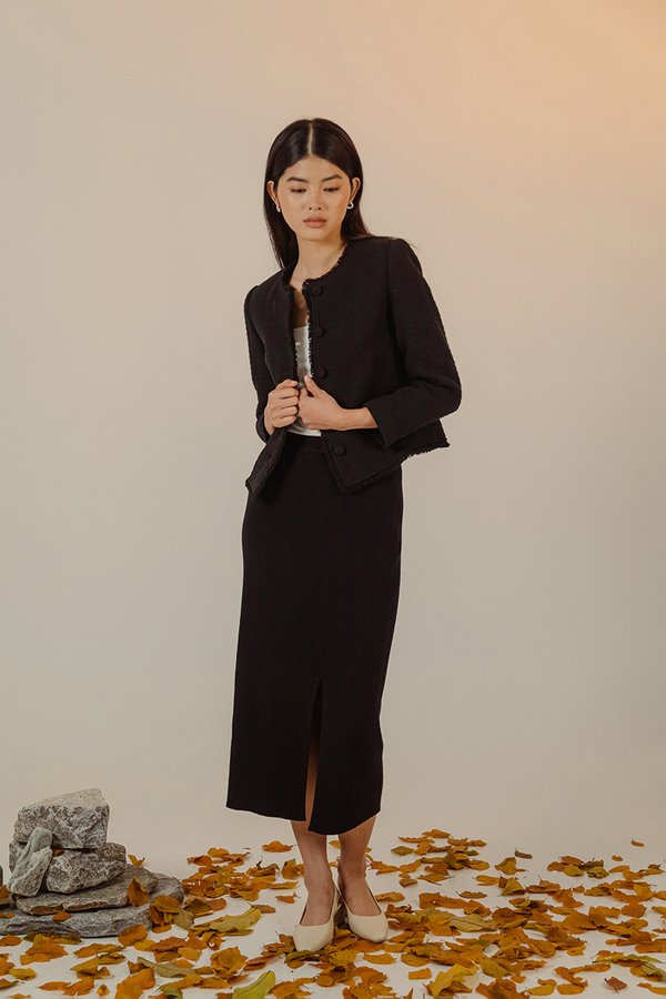 ISEUL RAW HEM TWEED BLAZER