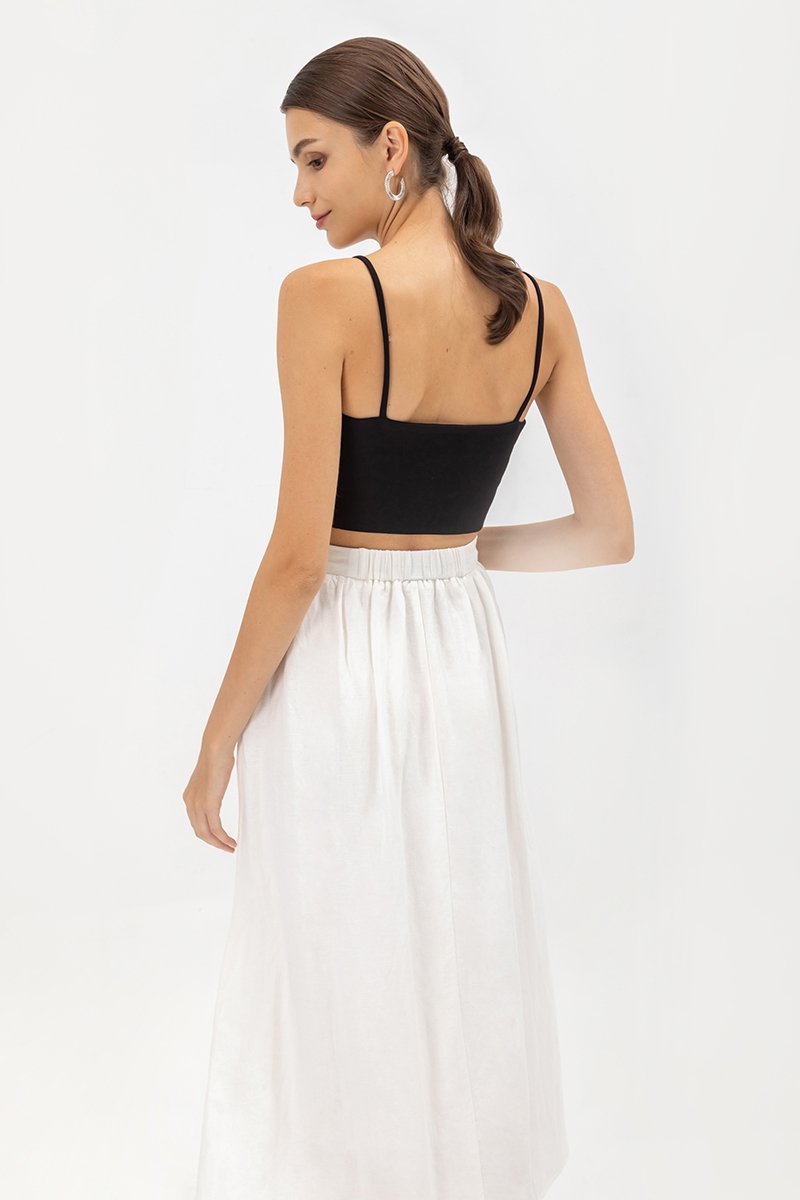 RAYNE FLARE MIDI LINEN SKIRT