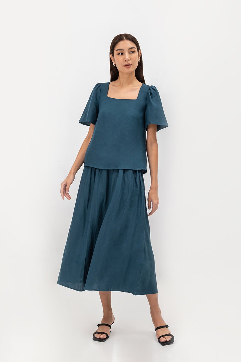 KANDY FLUTTER SLEEVE LINEN TOP