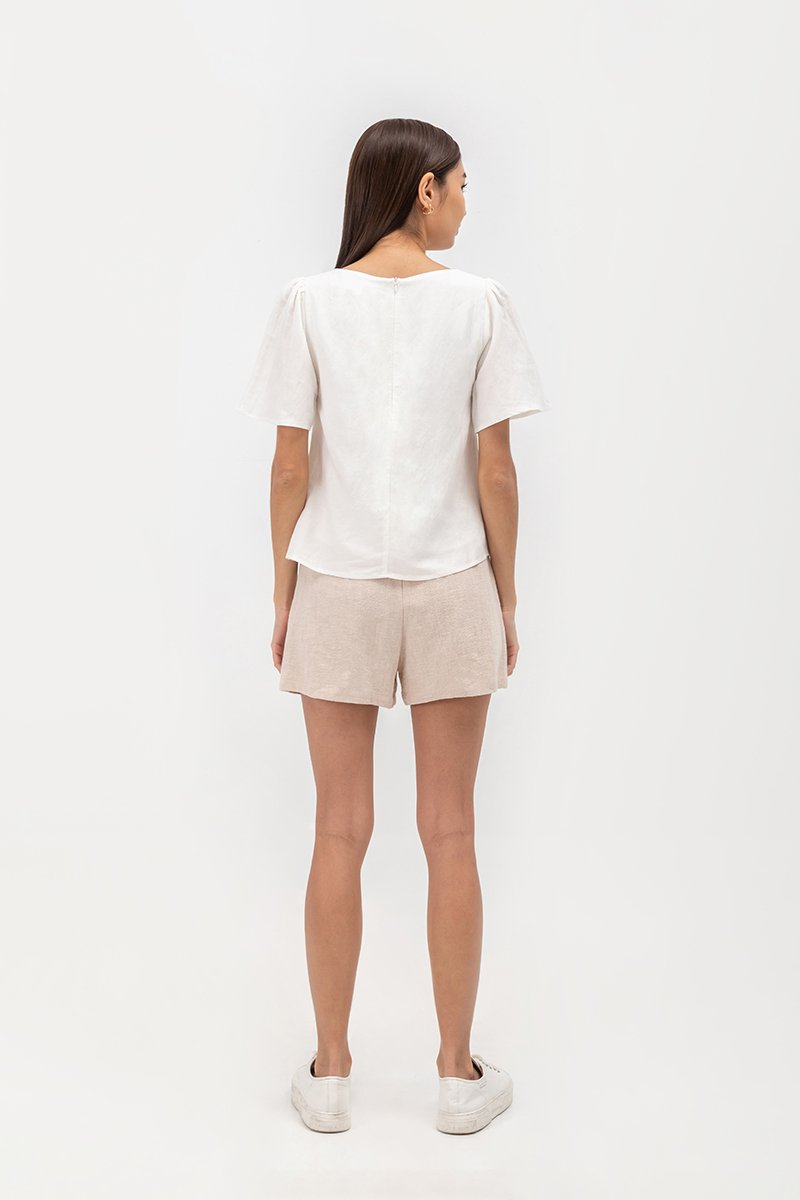 KANDY FLUTTER SLEEVE LINEN TOP