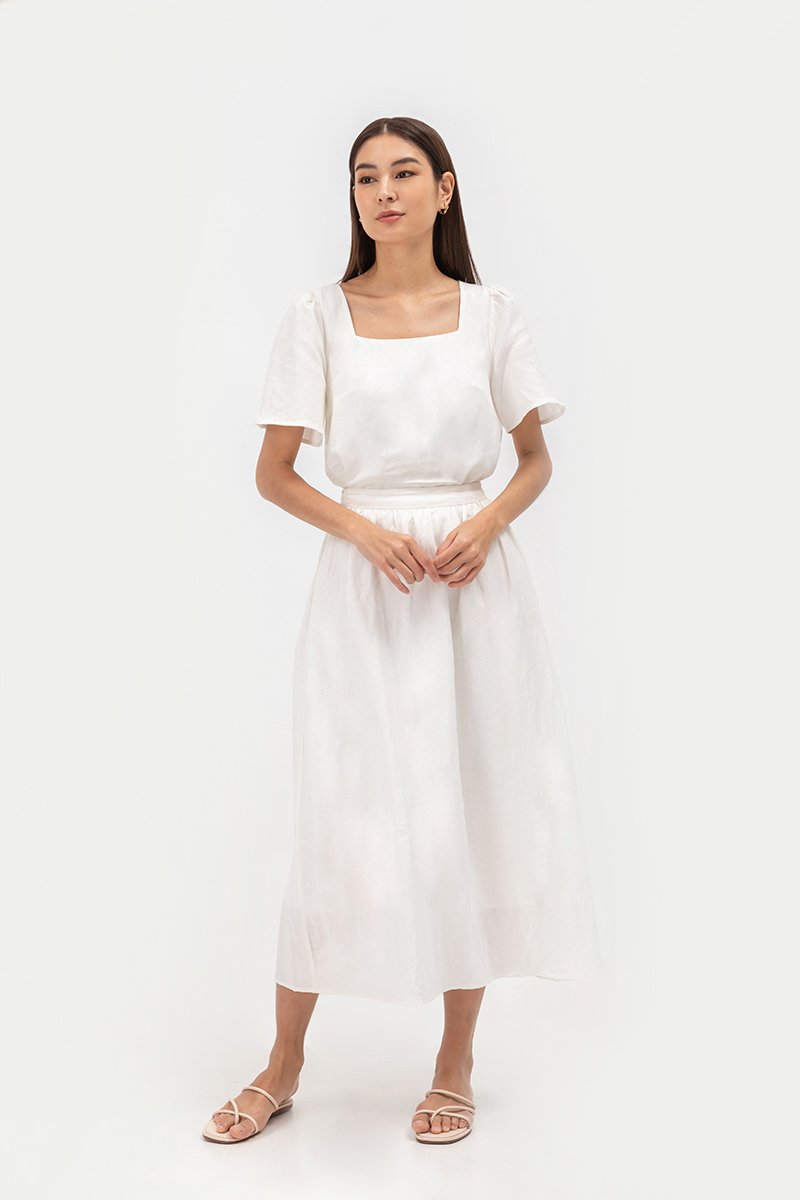 KANDY FLUTTER SLEEVE LINEN TOP