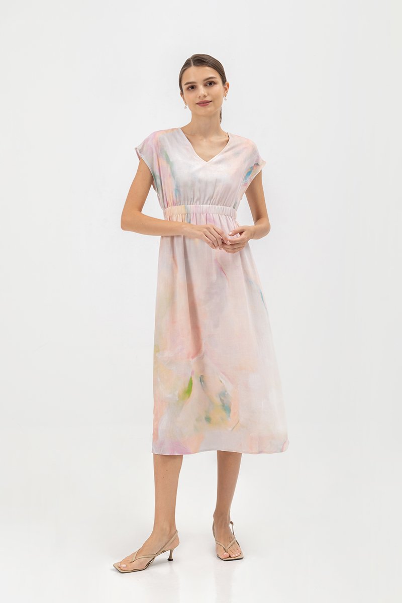 SEDNA PRINTED ELASTIC WAISTBAND DRESS