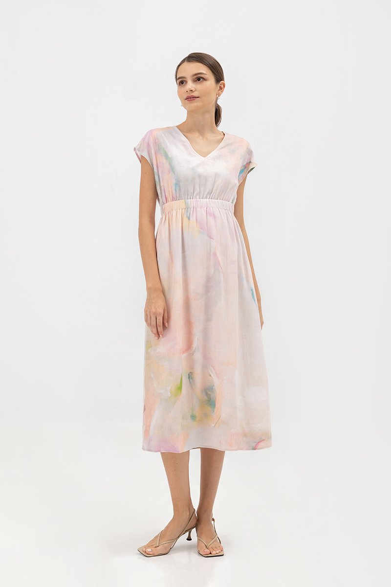 SEDNA PRINTED ELASTIC WAISTBAND DRESS