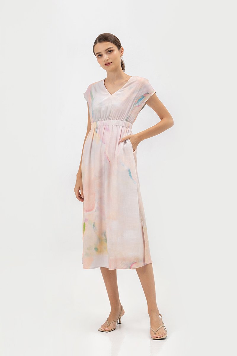 SEDNA PRINTED ELASTIC WAISTBAND DRESS