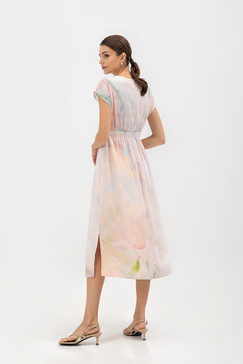 SEDNA PRINTED ELASTIC WAISTBAND DRESS
