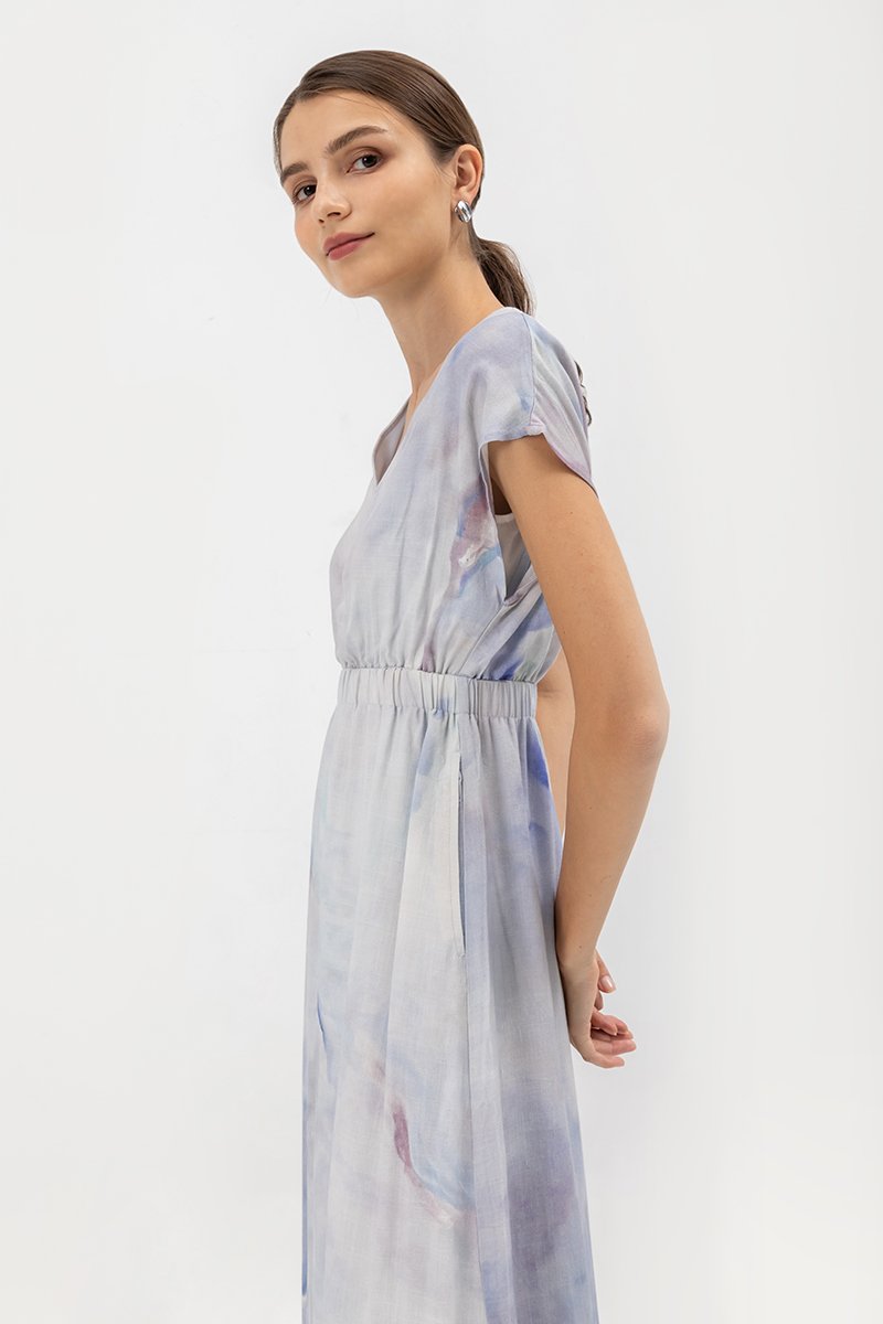 SEDNA PRINTED ELASTIC WAISTBAND DRESS