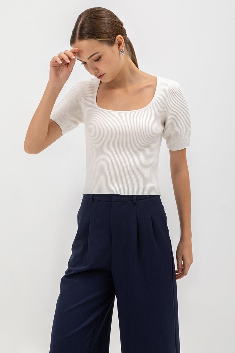 LUCRETIA PUFF SLEEVE KNIT TOP
