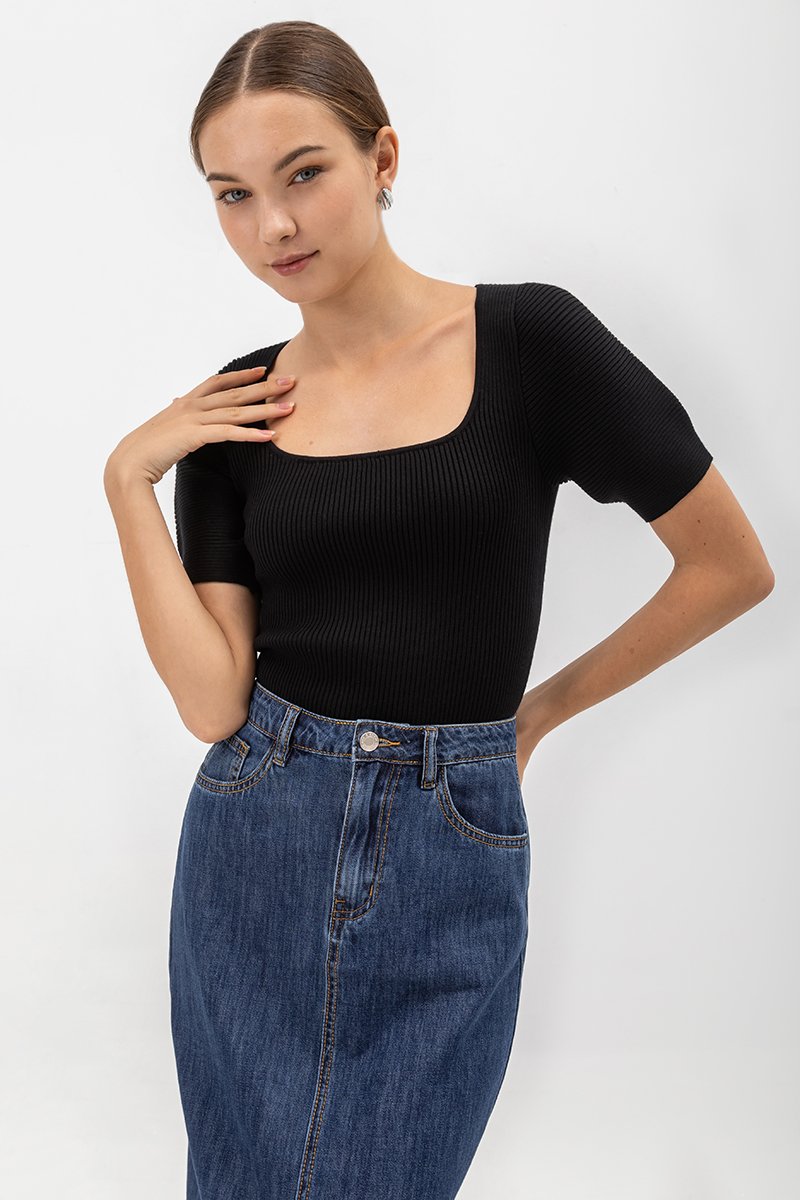 LUCRETIA PUFF SLEEVE KNIT TOP