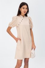 ABEL PUFF SLEEVE JACQUARD CHEONGSAM