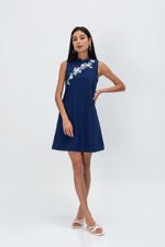 LISSE FLORAL EMBROIDERY TWEED CHEONGSAM DRESS