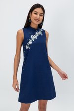 LISSE FLORAL EMBROIDERY TWEED CHEONGSAM DRESS