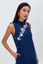 LISSE FLORAL EMBROIDERY TWEED CHEONGSAM DRESS