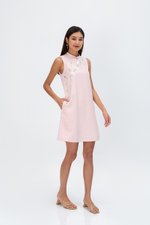 LISSE FLORAL EMBROIDERY TWEED CHEONGSAM DRESS