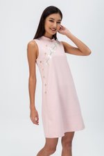 LISSE FLORAL EMBROIDERY TWEED CHEONGSAM DRESS