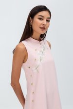 LISSE FLORAL EMBROIDERY TWEED CHEONGSAM DRESS