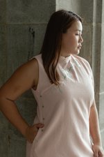 LISSE FLORAL EMBROIDERY TWEED CHEONGSAM DRESS