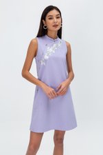 LISSE FLORAL EMBROIDERY TWEED CHEONGSAM DRESS