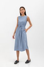 ANGELIKA DRAWSTRING WAIST MIDI DRESS ANGELIKA DRAWSTRING WAIST MIDI DRESS