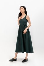 ADORA CONTRAST FABRIC SCOOPNECK MIDI DRESS