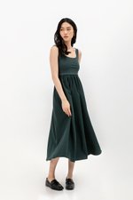 ADORA CONTRAST FABRIC SCOOPNECK MIDI DRESS
