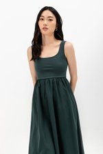 ADORA CONTRAST FABRIC SCOOPNECK MIDI DRESS