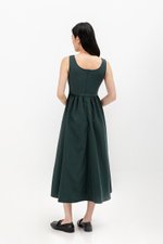 ADORA CONTRAST FABRIC SCOOPNECK MIDI DRESS