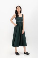 ADORA CONTRAST FABRIC SCOOPNECK MIDI DRESS