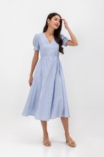 LAREINA TEXTURED V NECK MIDI DRESS LAREINA TEXTURED V NECK MIDI DRESS