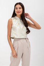 LAUREL SPARROW JACQUARD CHEONGSAM TOP
