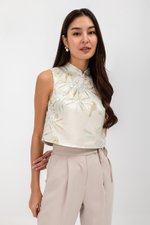 LAUREL SPARROW JACQUARD CHEONGSAM TOP