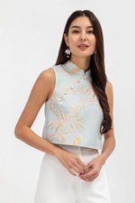 LAUREL SPARROW JACQUARD CHEONGSAM TOP
