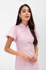 AUBRIELLE FLUTTER SLEEVE TWEED MIDI CHEONGSAM