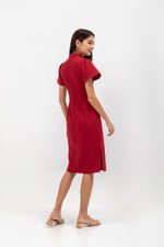 AUBRIELLE FLUTTER SLEEVE TWEED MIDI CHEONGSAM