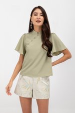 KENDALL FLUTTER SLEEVE CHEONGSAM TOP KENDALL FLUTTER SLEEVE CHEONGSAM TOP