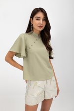 KENDALL FLUTTER SLEEVE CHEONGSAM TOP KENDALL FLUTTER SLEEVE CHEONGSAM TOP