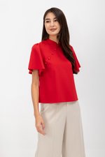 KENDALL FLUTTER SLEEVE CHEONGSAM TOP KENDALL FLUTTER SLEEVE CHEONGSAM TOP
