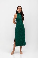 YARA FLORAL TEXTURED SHEATH MIDI CHEONGSAM