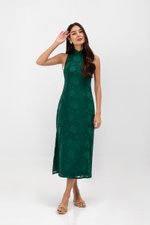 YARA FLORAL TEXTURED SHEATH MIDI CHEONGSAM