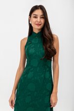 YARA FLORAL TEXTURED SHEATH MIDI CHEONGSAM