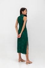 YARA FLORAL TEXTURED SHEATH MIDI CHEONGSAM