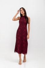 YARA FLORAL TEXTURED SHEATH MIDI CHEONGSAM