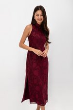 YARA FLORAL TEXTURED SHEATH MIDI CHEONGSAM