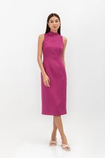 NIKA TWEED MIDI CHEONGSAM W PEARL BUTTONS