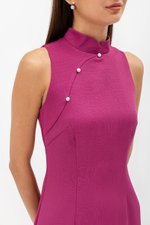 NIKA TWEED MIDI CHEONGSAM W PEARL BUTTONS