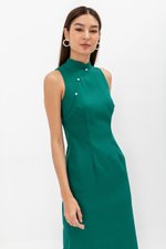 NIKA TWEED MIDI CHEONGSAM W PEARL BUTTONS