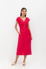 MINNIE CUT OUT LINEN MIDI DRESS